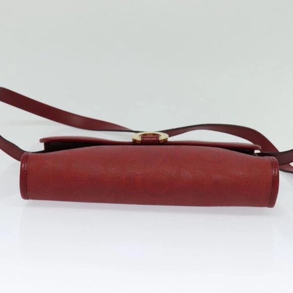 Christian Dior Trotter Canvas Shoulder Bag Red Gold Auth BA3450 - Picture 6 of 16